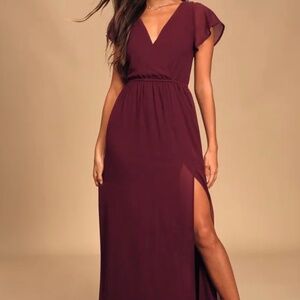 Lulus Lost in the Moment Burgundy Maxi Dress